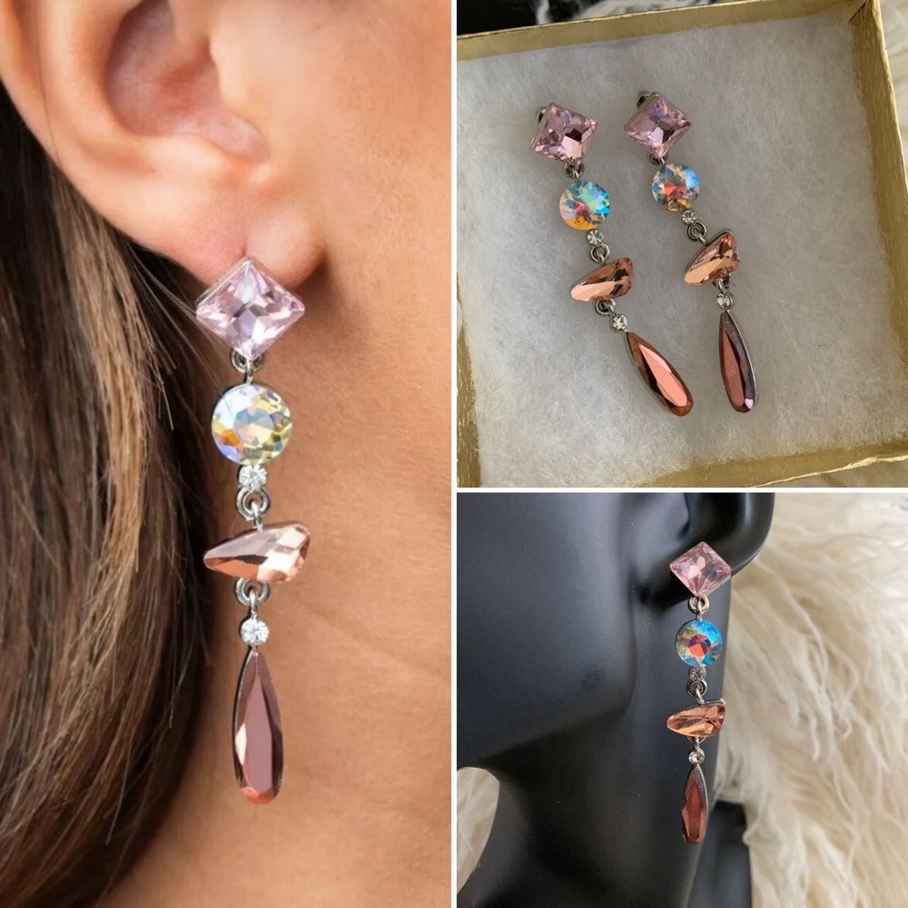 Elegant Pink and Silver Dangle Earrings